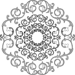 Detailed vector sketch illustration of traditional ethnic classic vintage old rosette ornament