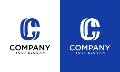 Creative Letter C Hammer Logo Concept For Construction, Woodworking Company Repair Symbol Vector Template