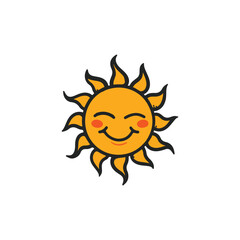 cute cartoon smiling sun shining vector illustration template design