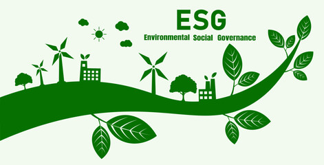 ESG concepts for environment, society and governance in sustainable and green business on a white background Vector illustration