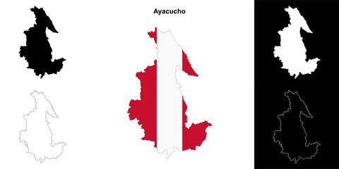 Ayacucho region outline map set