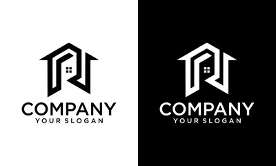 Creative Letter R House Logo Design , R Real Estate Logo Design. Logo design of R in vector for construction, home, real estate, building, property. Minimal awesome trendy professional logo design