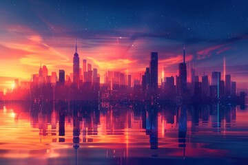 Fototapeta premium Create a highdefinition illustration of a futuristic city skyline , ultra HD