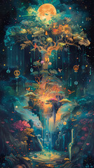 Obraz na płótnie Canvas Cosmic Arboreal Enchantment