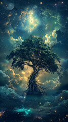 Obraz premium Cosmic Arboreal Enchantment