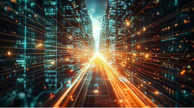  Vision scape. future cityscape abstract. new society, new future, cyber generation. advanced infrastructure and energy systems of outer galaxy. cyber punk, graphic resources