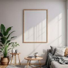 Moody and sophisticated living room adorned with a home mockup 3D rendered