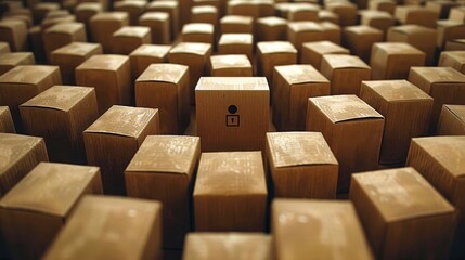Fototapeta premium A perspective view of a lot of brown cardboard boxes.