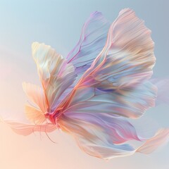 Digital art of an abstract butterfly with delicate pastel wings, blending natural beauty with a modern aesthetic.