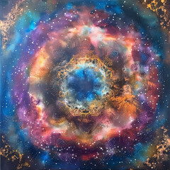 Obraz na płótnie Canvas Galactic Nebula Mandala Cosmic Symmetry