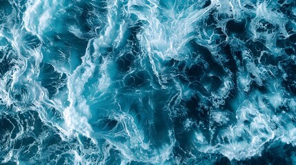 Spectacular aerial top view background photo of ocean sea water white wave splashing in the deep sea. Drone photo backdrop of sea wave in bird eye waves 