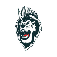 lion head with punk style hair