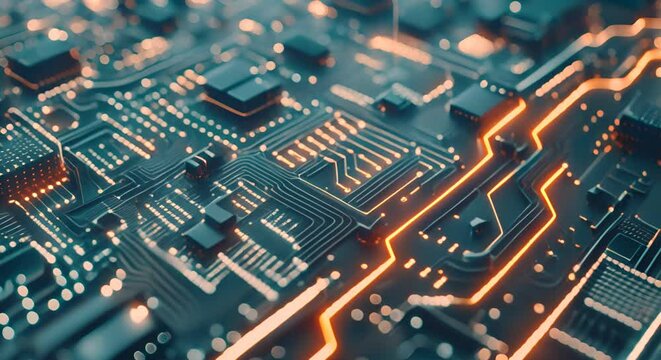 Futuristic server/Abstract background circuit board futuristic server. Can be used as digital dynamic wallpaper, technology background. 3d rendering.