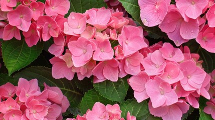 Hydrangea flower in pink bloom