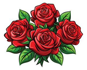 Vector illustration beautiful bouquet with red roses