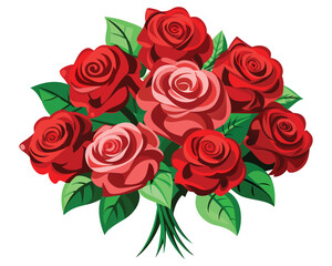 Vector illustration beautiful bouquet with red roses