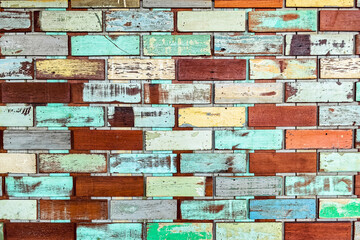 Wood planks, multicolor effective wood texture, Old wooden planks in multi-pastel colours with vintage style for background and texture. Beautiful wooden striped background painted with pastel paint.