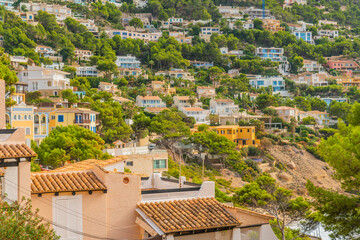 Port Andratx landscape with luxury houses on Mallorca island