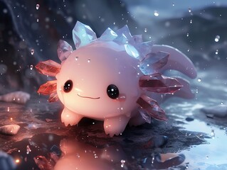 Cute axolotl character - obrazy, fototapety, plakaty