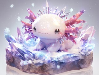 Cute axolotl character - obrazy, fototapety, plakaty