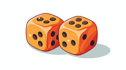 Pair of dice lying with sixes on top side drawn wit