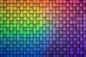 Pattern of multicolored square tiles with a gradient effect.