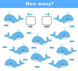 Left and right position worksheet. Educational worksheet for preschool kids. Educational game to learn left and right.	