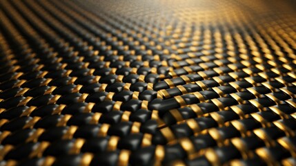 Closeup detail Gold metal and carbon fiber background. Generated AI image
