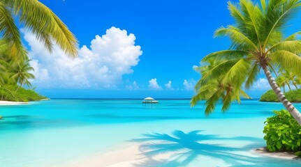 Waves on the beach create a stunning summertime scene with the mountain in the background