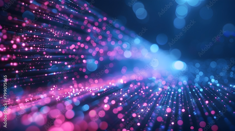Aufkleber luminous fiber optic network connections with pulsating light representing hyper fast broadband tech
