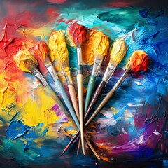 Obraz premium An abstract painting with a variety of colors and textures
