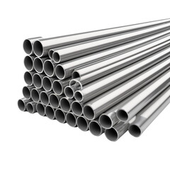 Stainless steel pipes in an industrial warehouse on Isolated transparent background png. generated with AI