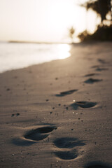 Fototapeta na wymiar footprints on the beach
