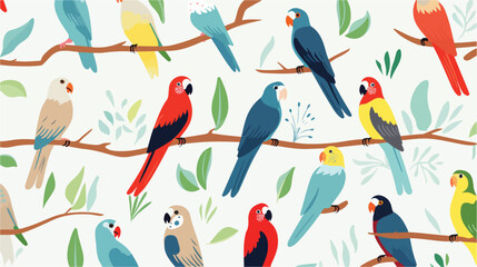 Parrots exotic seamless pattern. Endless tropical b