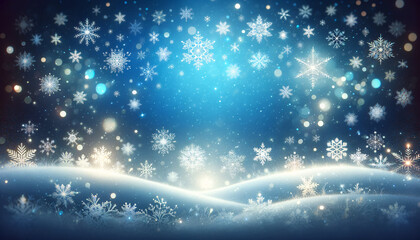 A wintery with a gradient blue background that transitions from light at the top to dark at the bottom