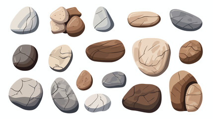 Pebbles small beach stones. Smooth cobbles group. D