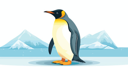 Penguin flat vector illustration. Arctic bird with