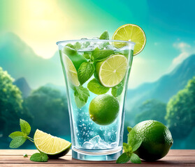 green lime juice on blurred background
 - obrazy, fototapety, plakaty