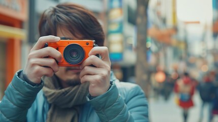 Young Photographer Capturing the City's Vibrant Tapestry