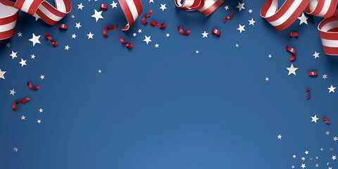 Celebrate Memorial Day and Independence Day with us! Closed for the Holidays. Banner with Copy Space and American Flag Elements. Generative AI.