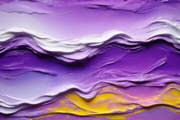 Purple, yellow and white impasto abstract acryl background. Gradient colors oil painting