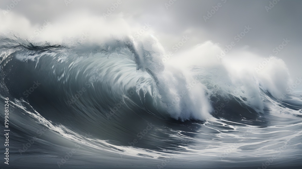 Aufkleber dive into the graceful movement of an elegant gray wave, smoothly swooshing with a sense of speed an