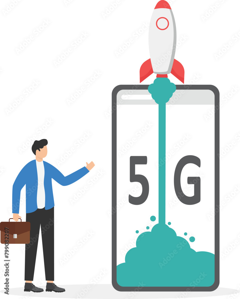 Poster 5g network wireless technology-people with gadgets use high-speed internet vector