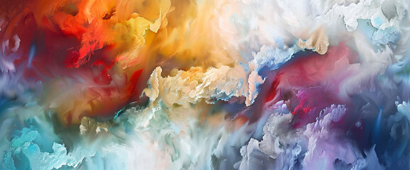Veils of misty colors envelop the canvas, creating an enchanting backdrop of abstract allure.