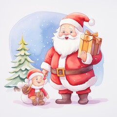 Obraz premium Christmas watercolors, festive Christmas watercolors