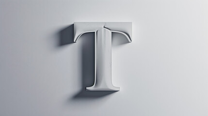 "T" rendered in a minimalist style, its simplicity enhancing the purity of the white canvas.