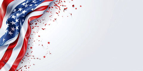 Celebrate Memorial Day and Independence Day with us! Closed for the Holidays. Banner with Copy Space and American Flag Elements. Generative AI.