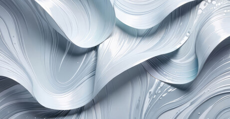 Holographic light turquoise and white impasto abstract background. Gradient neon colors with foil effect in trends 80s and 90s