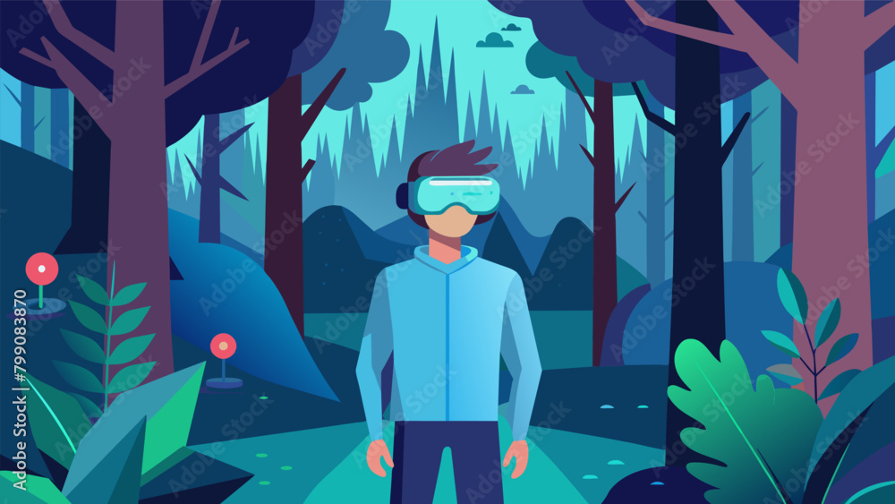 Poster in a virtual forest environment a the uses vr to expose a patient with anxiety to their fears in a c