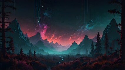 Naklejka premium mountains and beautiful places and water bots 